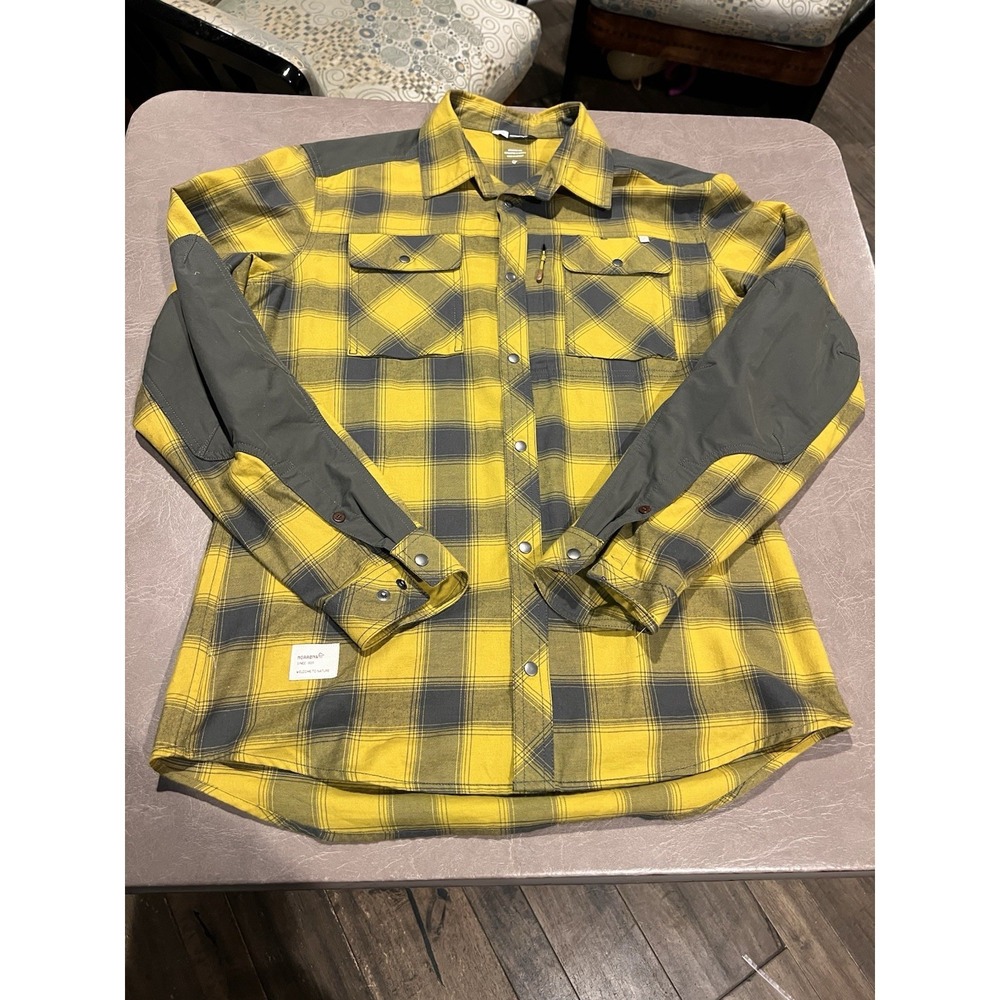 Norrona Men's Flannel Shirt Medium Golden Yellow And Gray NWOT